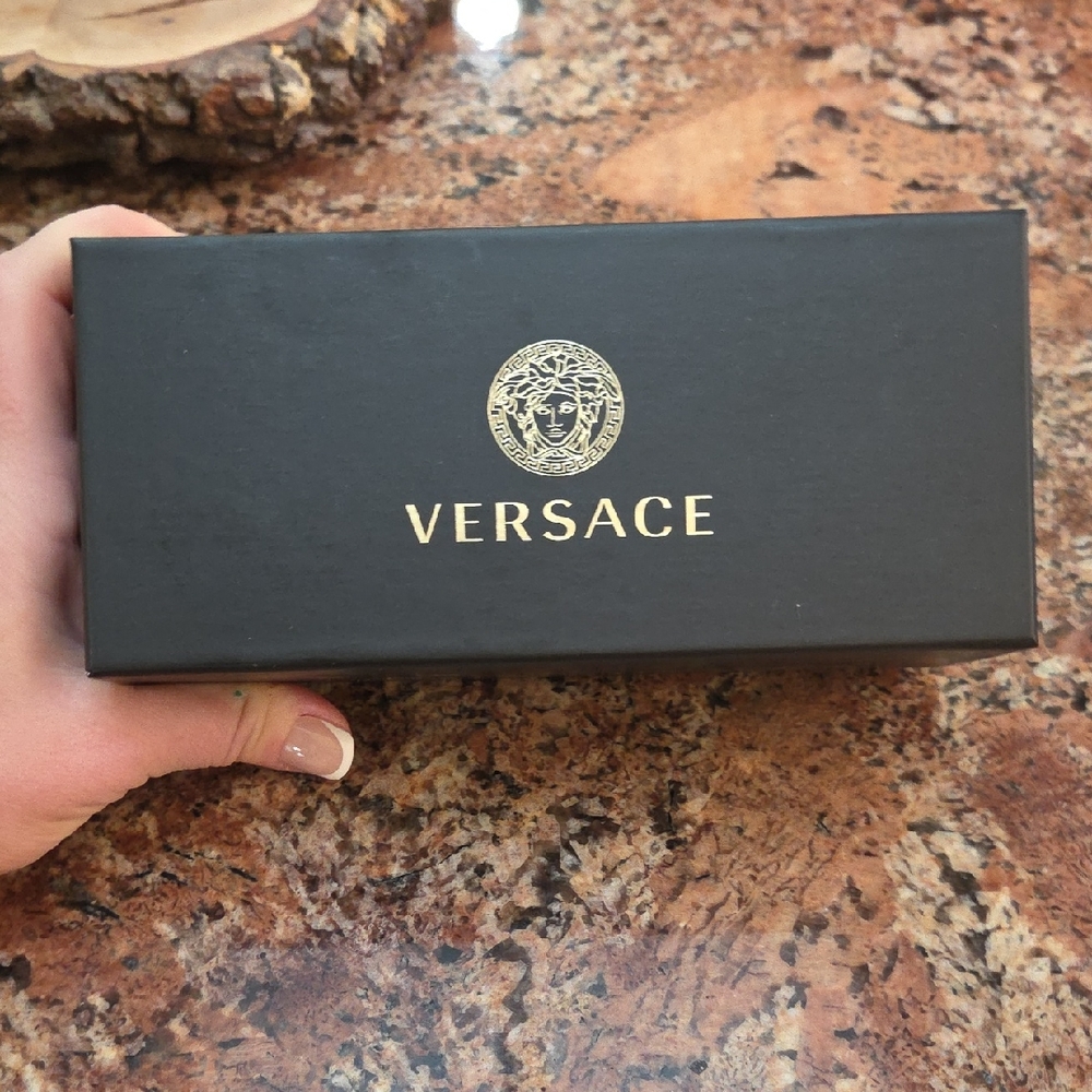 Versace Black and Gold Glasses with Iconic Medusa Design